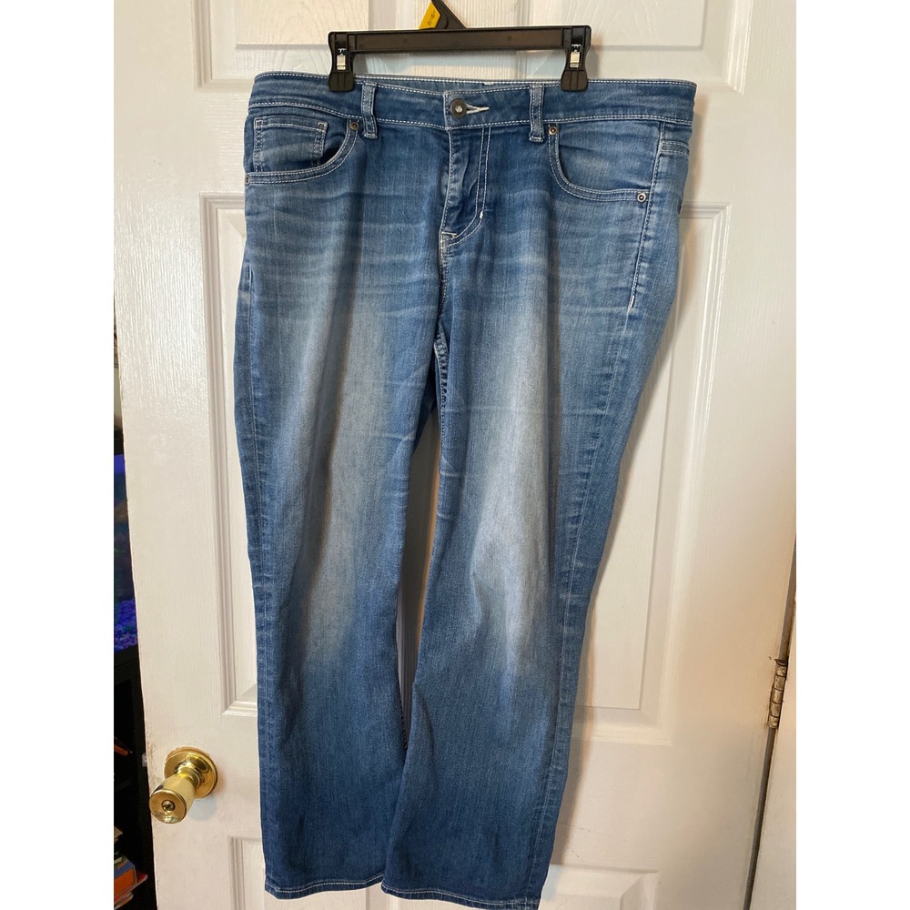 Apt. 9 Womens Size 8 Blue Denim Embellished Bootcut Jeans Rhinestone Pockets